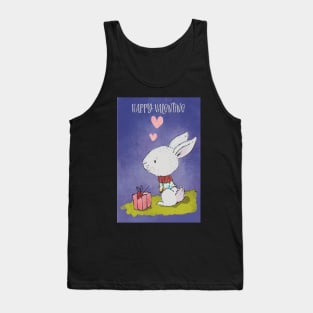 Happy Valentine with a cute rabbit thinking about his love Tank Top